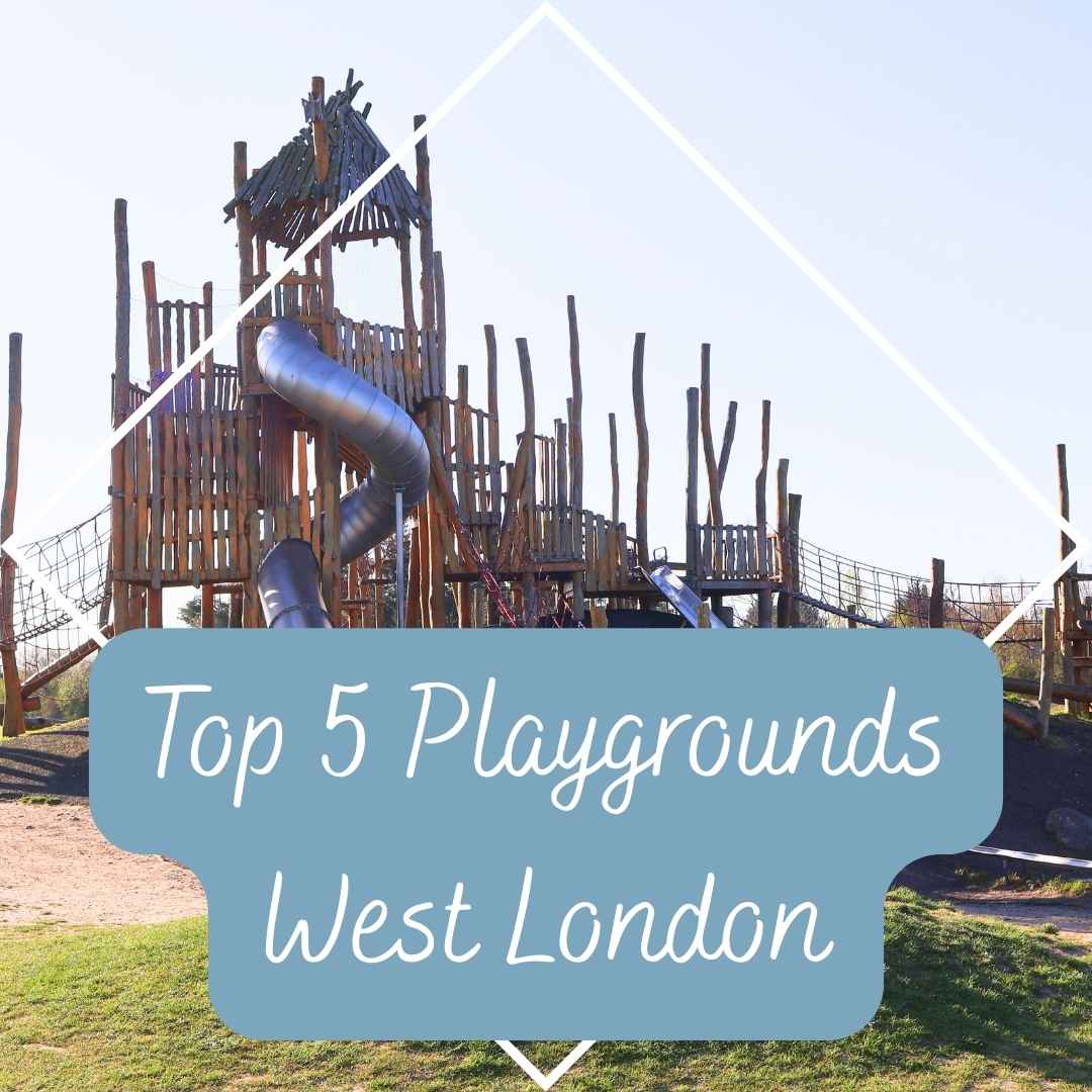 Wooden playground structure with slide in West London – blog cover image for Top 5 Playgrounds guide