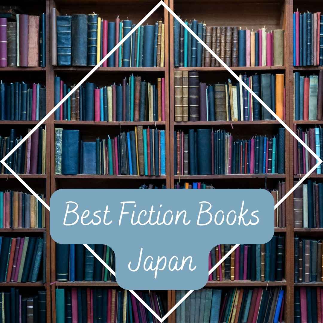 Library bookshelf filled with colorful novels – guide to the best Japanese fiction books.