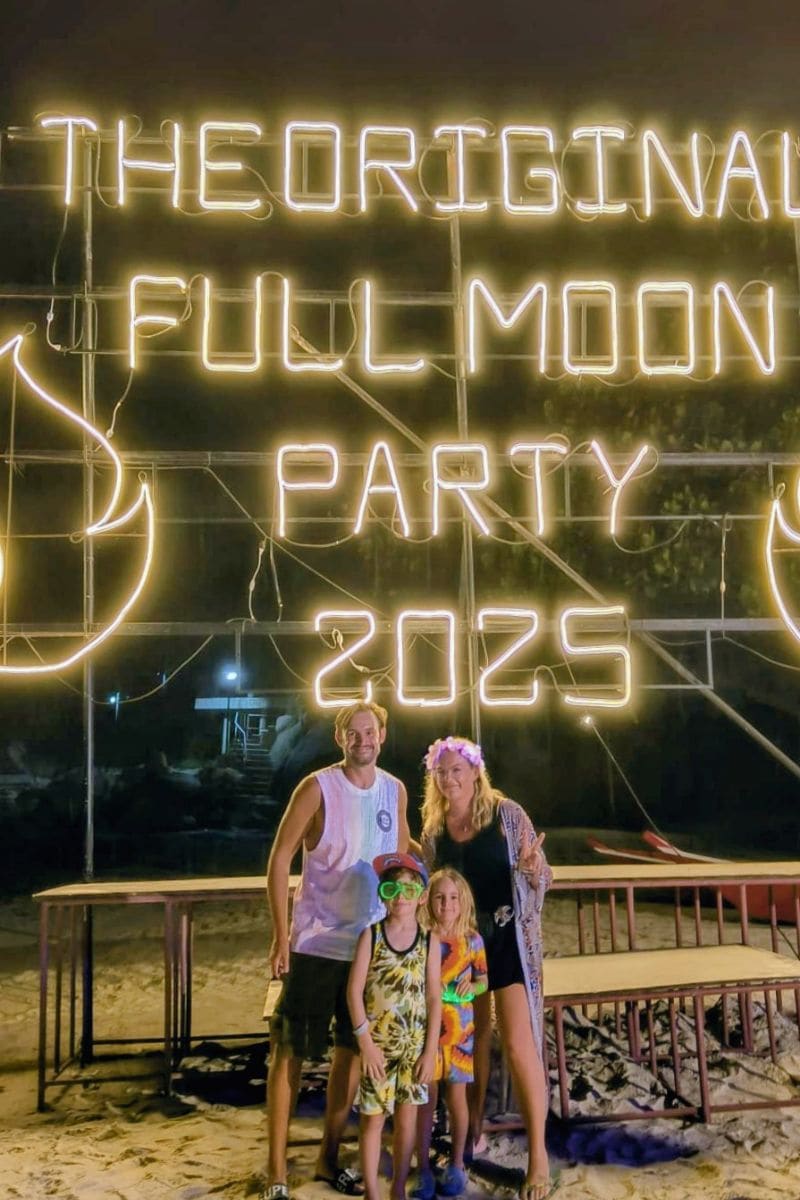 Family at the Full Moon Party on Haad Rin beach Koh Phangan