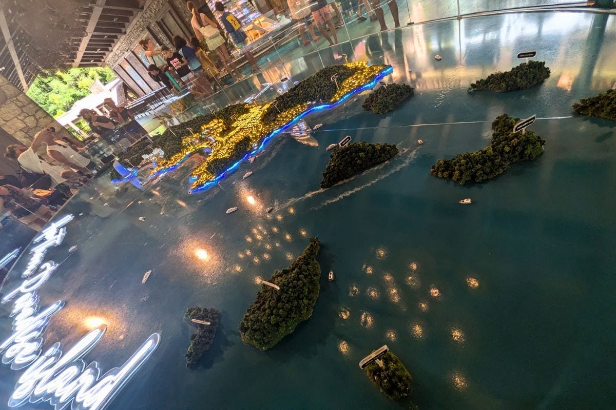 Scale model of Hon Thom and the surrounding islands in the Sun World reception area