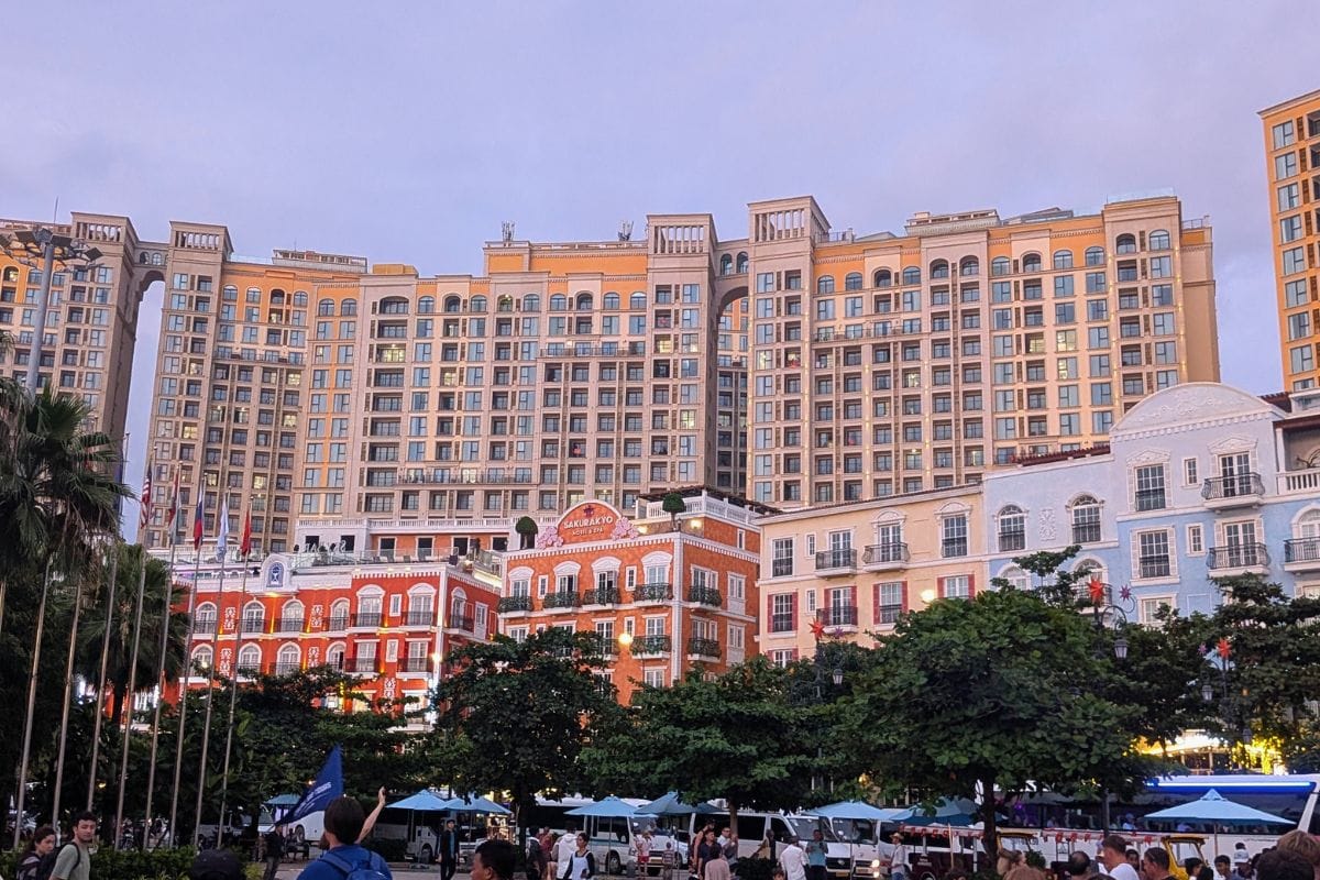 European style buildings in Sunset Town Phu Quoc near the Hon Thom cable car station