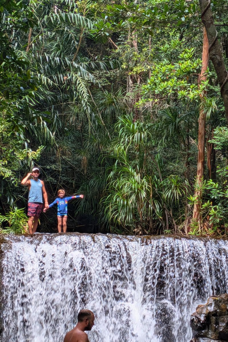 Suoi Tranh waterfall on the family hike in Phu Quoc
